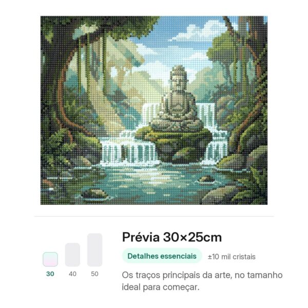 Buda Meditando na Cachoeira – Kit Pintura com Cristais