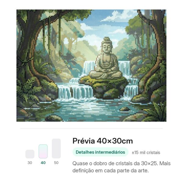 Buda Meditando na Cachoeira – Kit Pintura com Cristais