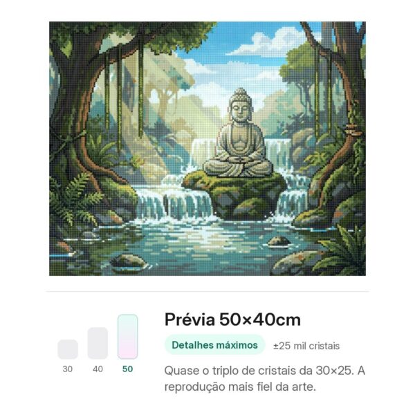 Buda Meditando na Cachoeira – Kit Pintura com Cristais