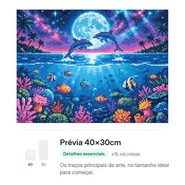 golfinhos-sob-luar-mockup-40x30cm Golfinhos sob Luar Aquático – Kit Pintura com Cristais