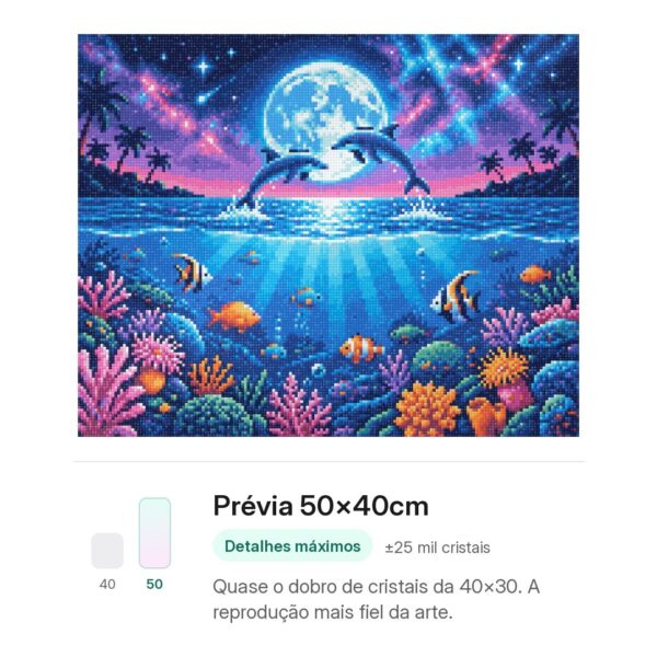 golfinhos-sob-luar-mockup-50x40cm-1 Golfinhos sob Luar Aquático – Kit Pintura com Cristais