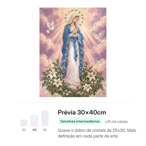 santa-maria-entre-lirios-mockup-30x40cm-1 Santa Maria entre Lírios – Kit Pintura com Cristais