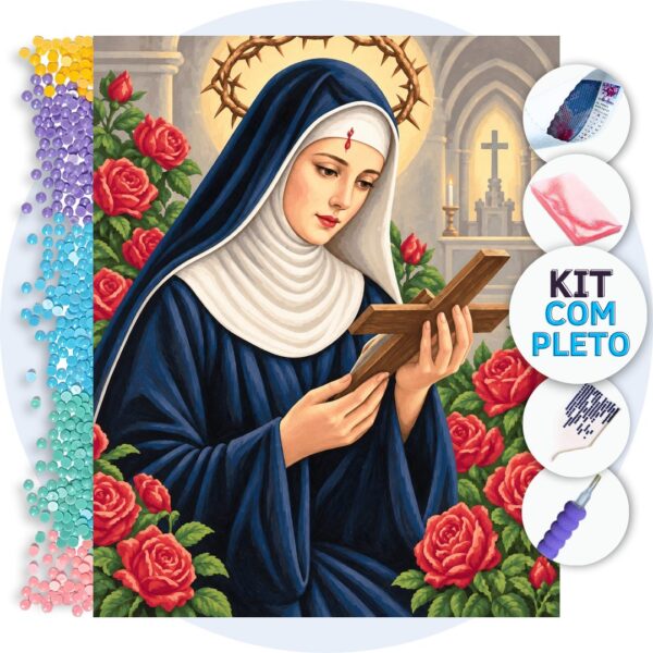 Santa Rita de Cássia Rosas – Kit Pintura com Cristais