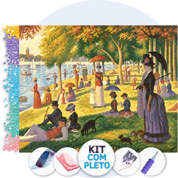 uma-tarde-de-domingo-por-georges-seurat-capa-7908c840f5eab797 Georges Seurat Uma Tarde de Domingo – Kit Pintura com Cristais