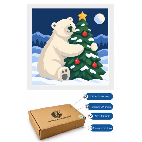 20x20cm - Abraço de Natal - Kit Pintura com Cristais