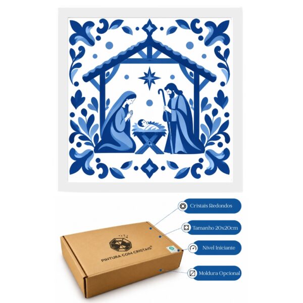 20x20cm - Manjedoura em Azulejo Portugues - Kit Pintura com Cristais