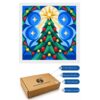 20x20cm - Árvore de Natal Vitral - Kit Pintura com Cristais