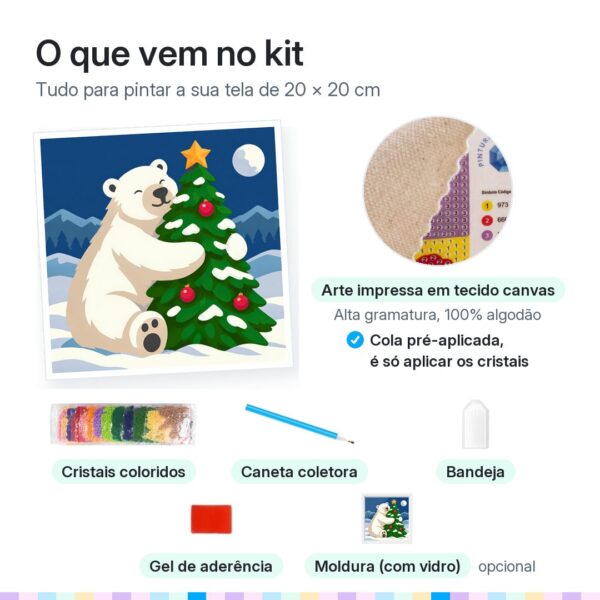 20x20cm - Abraço de Natal - Kit Pintura com Cristais