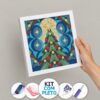 20x20cm - Árvore de Natal Vitral - Kit Pintura com Cristais