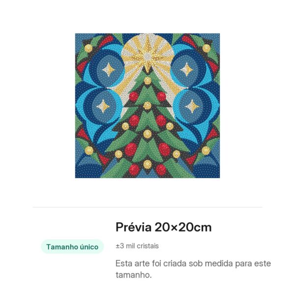 20x20cm - Árvore de Natal Vitral - Kit Pintura com Cristais