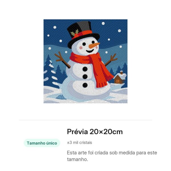 20x20cm - Boneco de Neve - Kit Pintura com Cristais