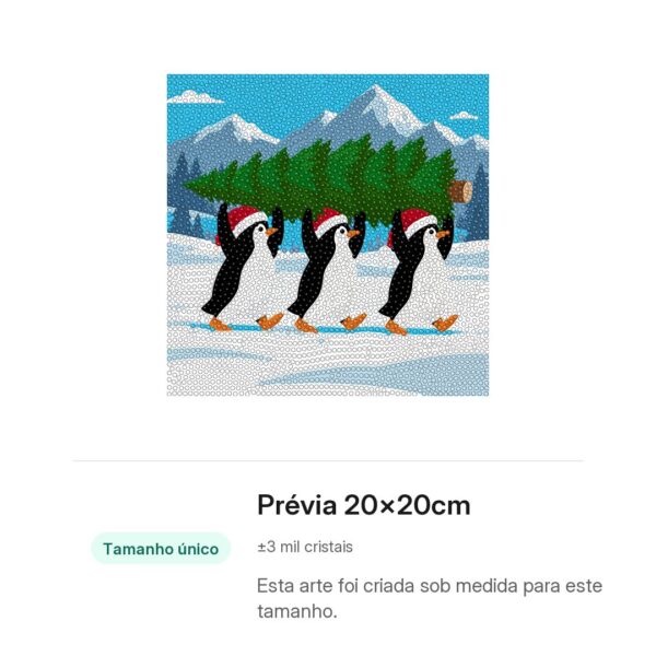 20x20cm - Expedição Pinguim - Kit Pintura com Cristais
