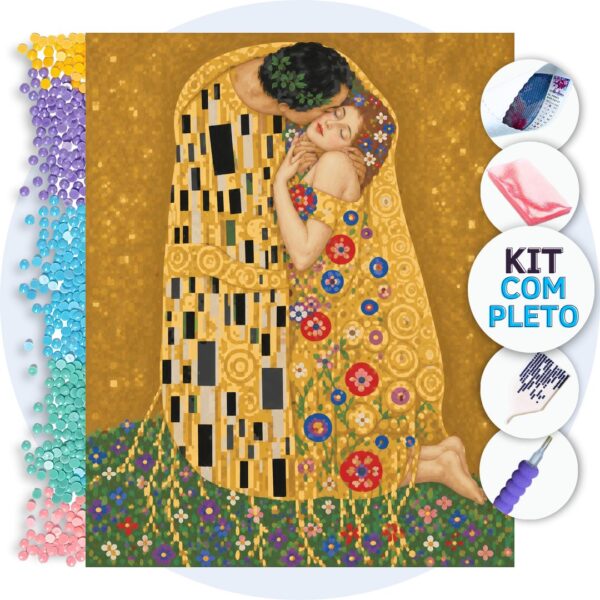 O Beijo por Gustav Klimt – Kit Pintura com Cristais