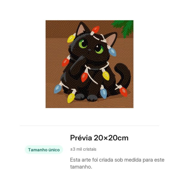 20x20cm - Gato Preto Bagunceiro - Kit Pintura com Cristais