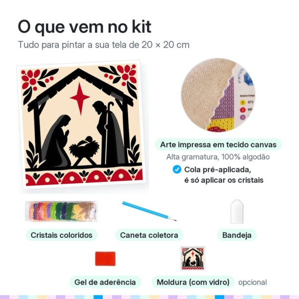 20x20cm - Manjedoura em Xilogravura - Kit Pintura com Cristais