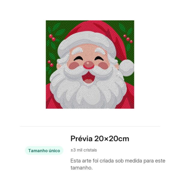 20x20cm - O Bom Velhinho - Kit Pintura com Cristais