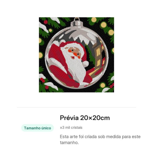 20x20cm - Papai Noel Refletido - Kit Pintura com Cristais