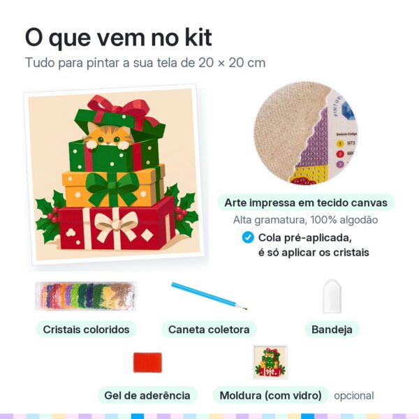 20x20cm - Presente Inusitado - Kit Pintura com Cristais