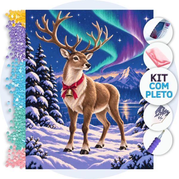 Rena Sob Aurora Boreal – Kit Pintura com Cristais