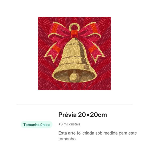 20x20cm - Sino de Ouro - Kit Pintura com Cristais