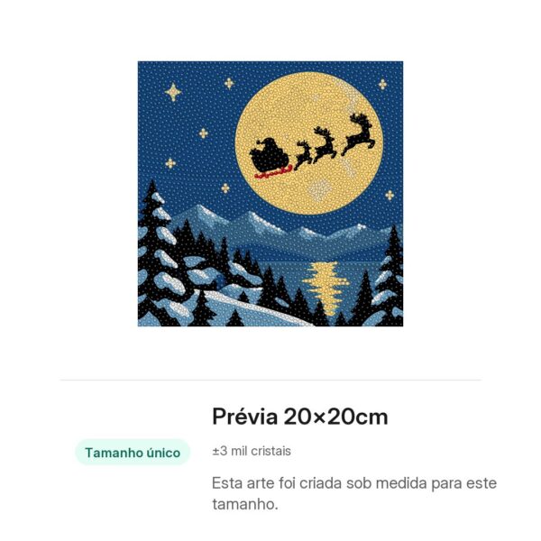 20x20cm - Trenó na Lua Cheia - Kit Pintura com Cristais