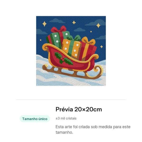 20x20cm - Trenó na Neve - Kit Pintura com Cristais